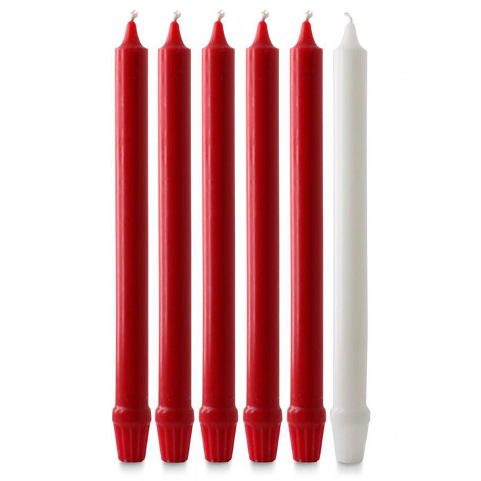 Advent Candles 12" x  7/8"-1"  Fluted Base Red And White