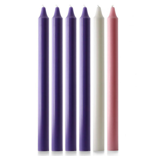 Advent Candles 15" x 1 1/8" Purple, Pink & White