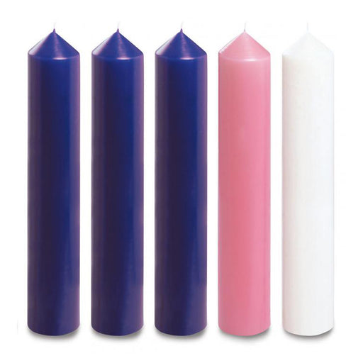 Advent Candles 12" x 2" Purple, Pink & White