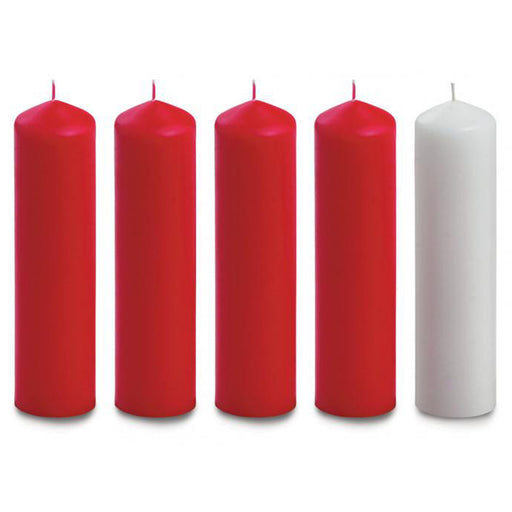 Advent Candles 8" x 2" Red and White