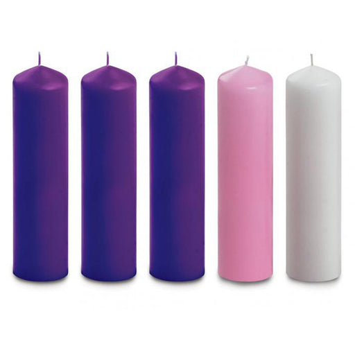 Advent Candles 8" x 2" Purple, Pink & White