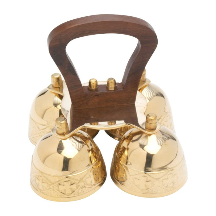 Altar Handbells 4 Chime, With Wooden Handle 17cm Wide