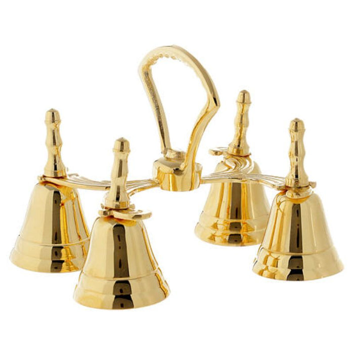 4 Chime Altar Bell, Gilt Plated Brass 15cm / 6 Inches Wide