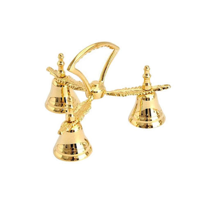 3 Chime Altar Bell, Gilt Plated Brass 12.5cm / 5 Inches Wide