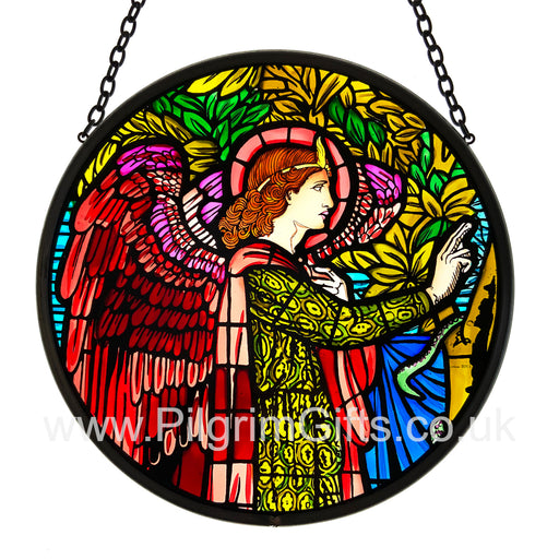 Cathedral Stained Glass, Angel Gabriel Winchester Cathedral, Hand Painted Roundel 15.5cm Diameter