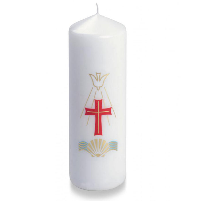 Baptism or Christening Candle Holy Spirit and Shell Design