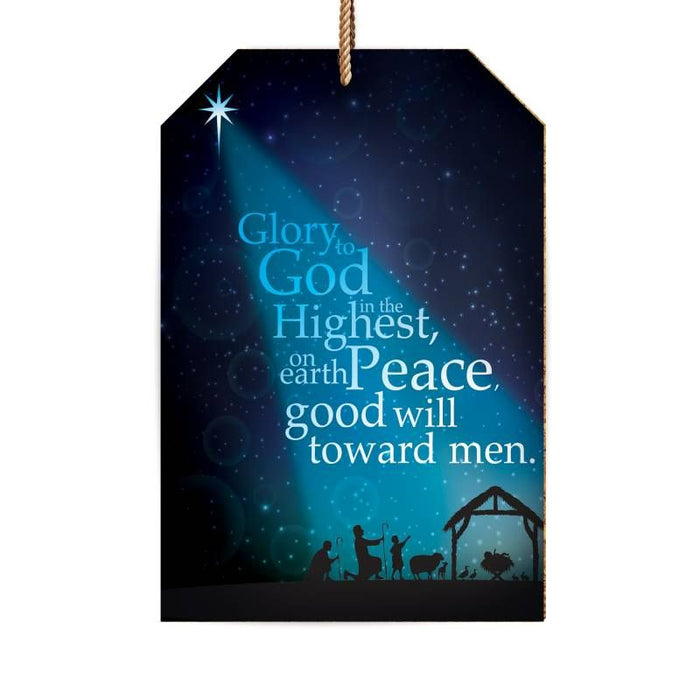 Glory To God In The Highest, With Bible Verse Luke 2:14, Ceramic Christmas Decoration 15cm / 6 Inches High LIMITED STOCK
