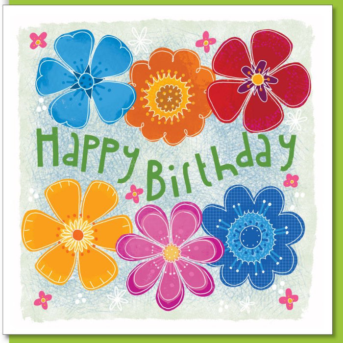 Happy Birthday Greetings Card, Bright Flower Design With Bible Verse Numbers 6:24-26