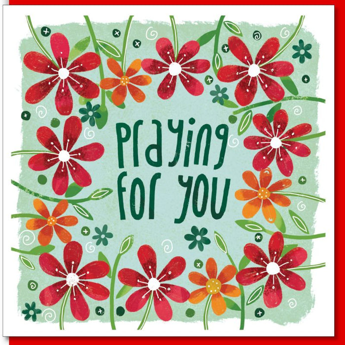 Praying For You Greetings Card, Flowers & Heart Design With Bible Verse Deuteronomy 31:6