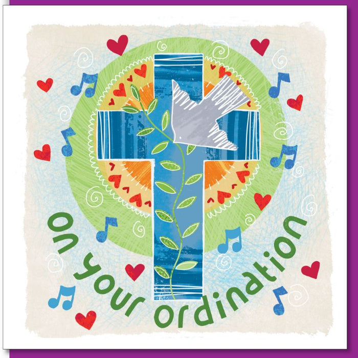 On Your Ordination Greetings Card, Cross Design With Bible Verse John 15:16