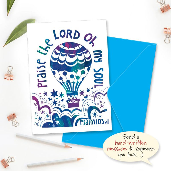 Praise The Lord On My Soul, Greetings Card With Bible Verse Psalm 103:1