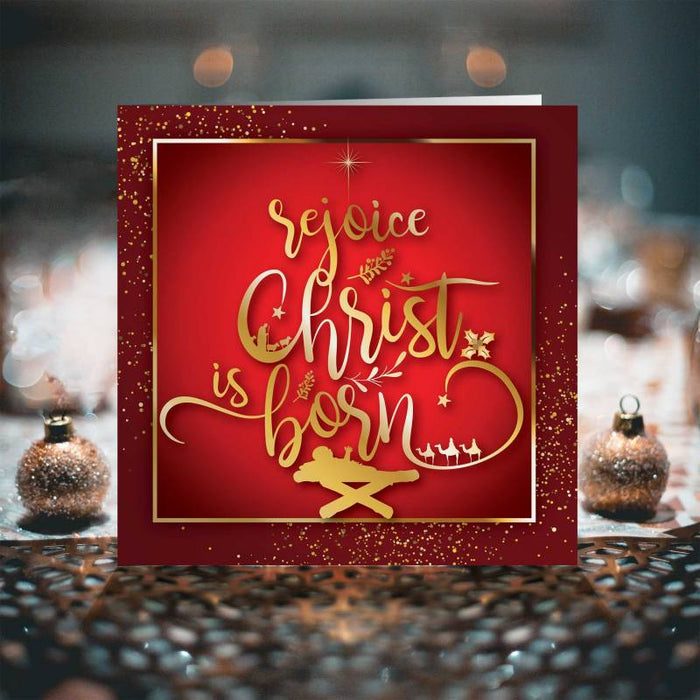 Rejoice Christ Is Born, Charity Christmas Cards Pack of 10, With Bible Verse Inside Luke 2:11