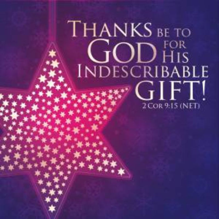 Thanks be to God, Luxury Christmas Cards Pack of 10, Bible Verse 2 Corinthians 9:15