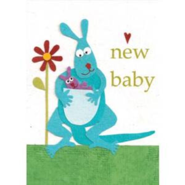 New Baby, Congratulations Kangaroo Design, Fair Trade Greetings Card, Blank Inside