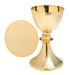 Church Supplies, Chalice and Paten Gold Plated Contemporary Ribbed Design 21cm high, Chalice holds 14fl oz