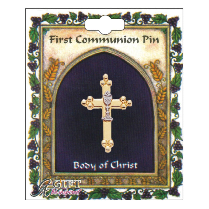 Catholic First Holy Communion Gifts, Cross-and-Chalice-First-Holy-Communion-Lapel-Pin-