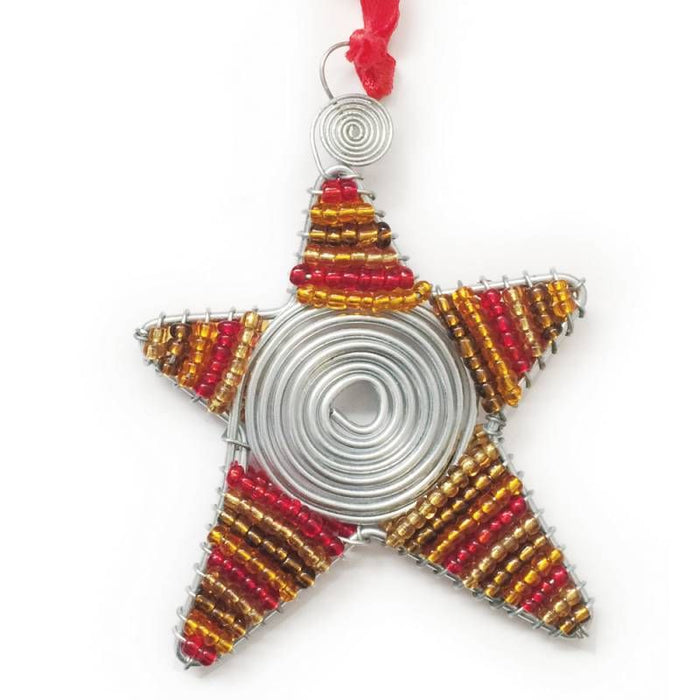 Beaded Star, Handmade Christmas Decoration From South Africa 8cm / 3 Inches High