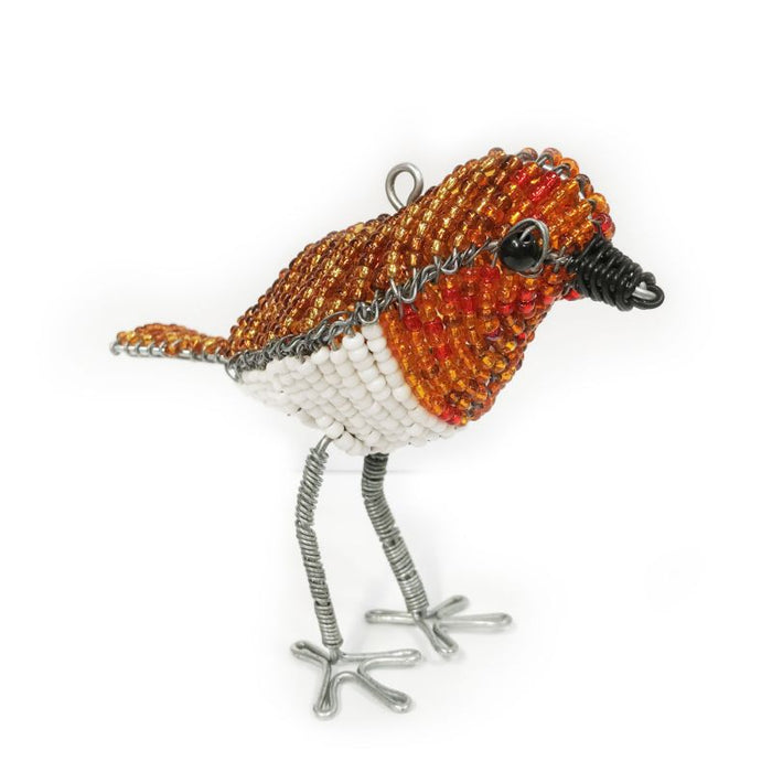 11% OFF Beaded Robin, Handmade Christmas Decoration From South Africa 11cm / 4.25 Inches High