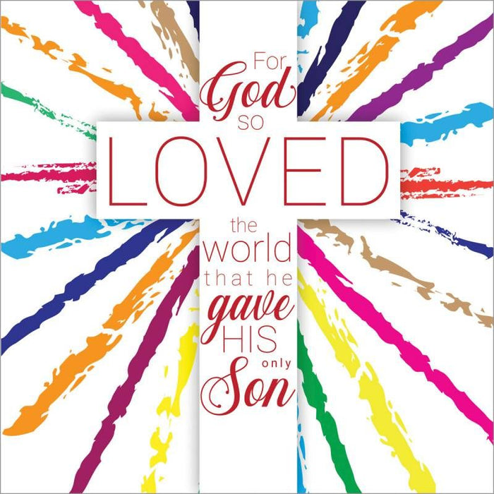 Easter Greetings Cards Pack of 5 For God So Loved The World, With Bible Verse On the Inside John 3:16