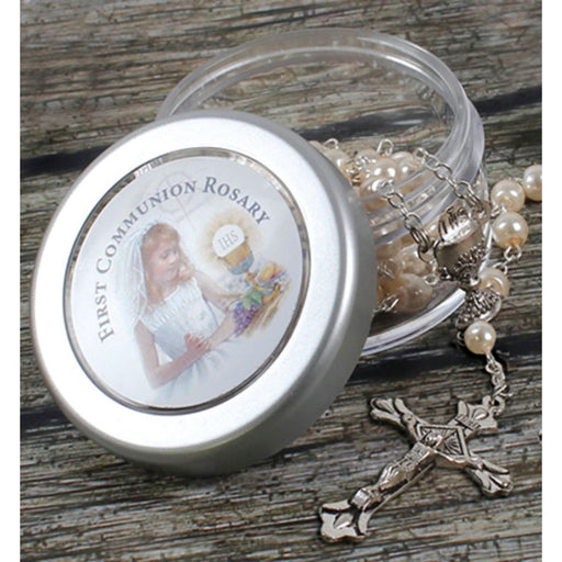 First Holy Communion Catholic Gifts, First Communion Rosary For a Girl, Imitation Pearl Rosary