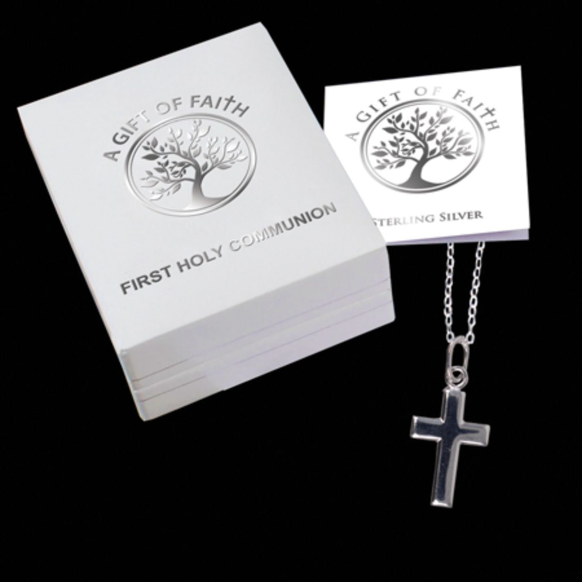 First Holy Communion, A Gift Of Faith Sterling Silver Cross and 18 Inch ...