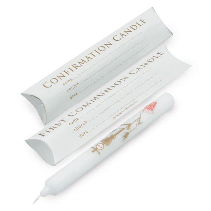 Confirmation Candle, Pillow Pack Design 7/8" Diameter x 9 Inches Length - Value Pack of 10 Candles