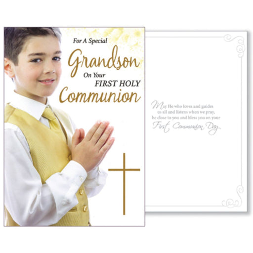 Catholic First Holy Communion Gifts, For A Special Grandson On Your First Holy Communion, With Prayer Insert