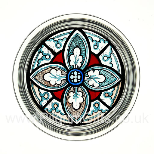 Church Stained Glass, Grisaille Motif Paperweight, Canterbury Cathedral 7cm Diameter