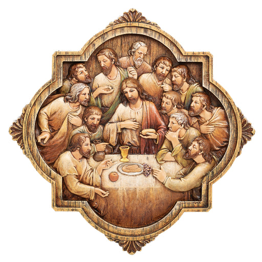 Last Supper, Wood Carved Effect Wall Plaque 26cm - 10 Inches High