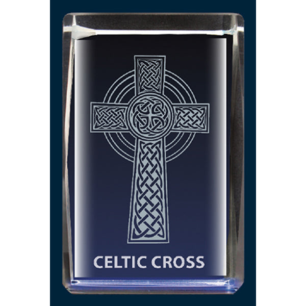 Celtic Cross Lazer Engraved Crystal Statue 6cm High