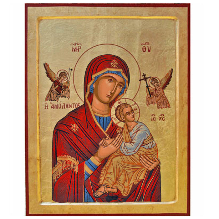 Virgin and Child of the Passion Handmade Recessed Icon Red, Available In 6 Sizes