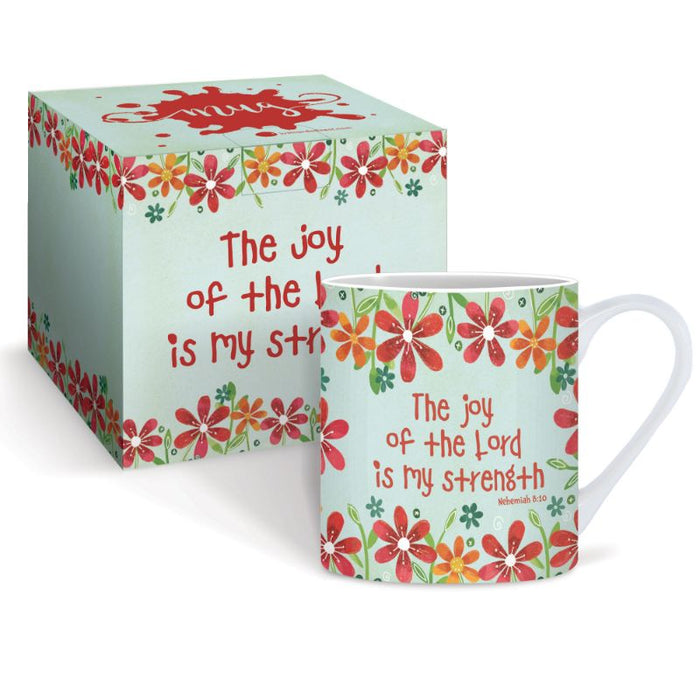 The Joy Of The Lord, Gift Boxed Bone China Mug With Bible Verse Nehemiah 8:10 Size 9cm / 3.5 Inches High