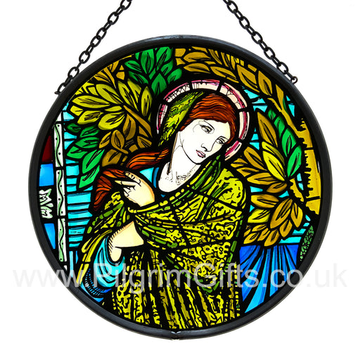 Cathedral Stained Glass, Madonna Annunication Window Winchester Cathedral, Hand Painted Roundel 15.5cm Diamete