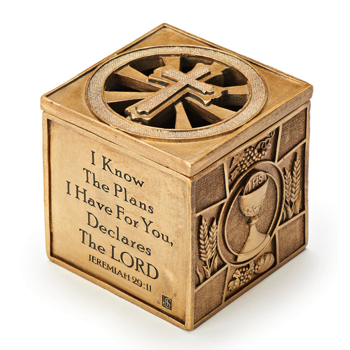 Sacrament Keepsake Box, With Engraved Bible Verse Jeremiah 29:11 Size: 9cm / 3.5 Inches High, by Joseph's Studio