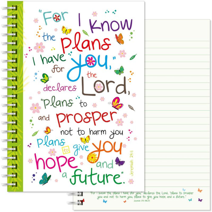 For I Know The Plans I Have For You, Notebook 160 Lined Pages With Bible Verse Jeremiah 29:11 Size A5 21cm / 8.25 Inches High