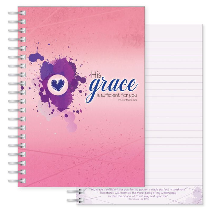 His Grace Is Sufficiant For You, Notebook 160 Lined Pages With Bible Verse 2 Corinthians 12:9 Size A5 21cm / 8.25 Inches High