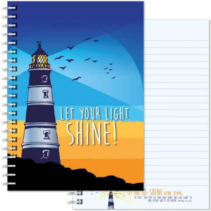 Let Your Light Shine, Notebook 160 Lined Pages With Bible Verse Matthew 5:16 Size A5 21cm / 8.25 Inches High