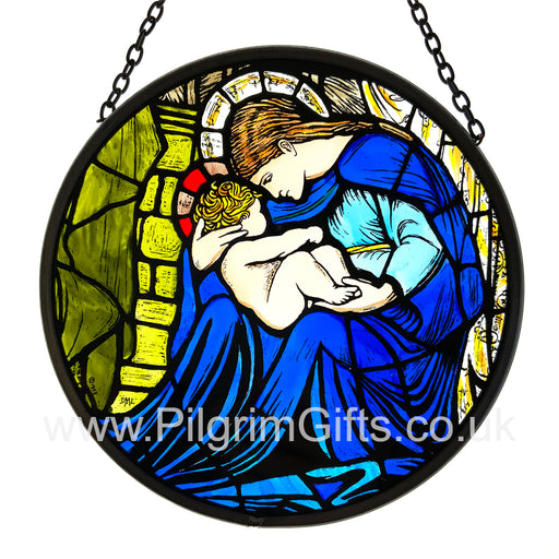 Cathedral Stained Glass, Nativity Winchester Cathedral, Hand Painted Roundel 15.5cm Diameter