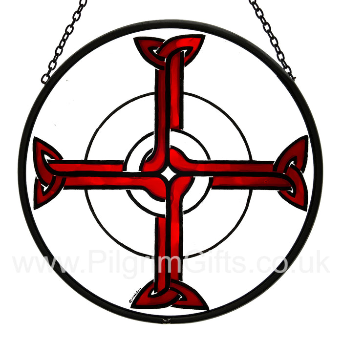 Offaly Cross, Red Hand Painted Roundel 19.8cm - 7.75 Inches Diameter