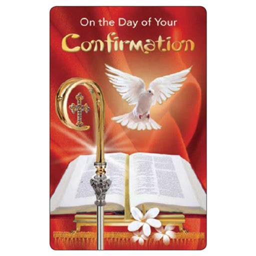 Confirmation Gifts,On The Day Of Your Confirmation Prayer Card, Prayer On The Reverse