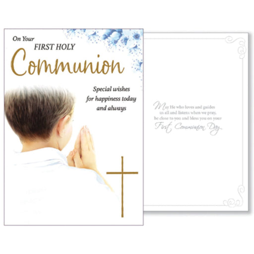 Catholic First Holy Communion Gifts, On-Your-First-Communion-Spec-Blessings-Greetings-Card-For-A-Boy-With-Prayer-Insert-