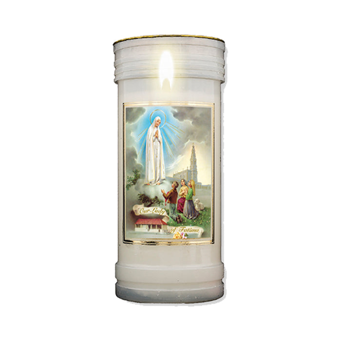 Our Lady of Fatima Prayer Candle, Burning Time Approximately 72 Hours
