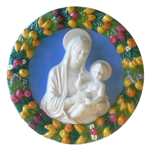 Madonna and Child Della Robbia 38cm - 15'' Diameter Ceramic Plaque Pottery