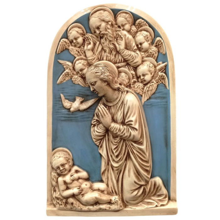 Nativity With Angelic Host - Della Robbia Ceramic Plaque 54cm / 21 Inches High