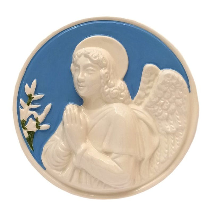 Angel Gabriel Della Robbia Ceramic Plaque 16cm / 6.25 Inches Diameter