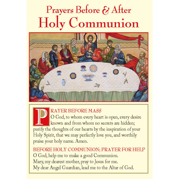 Prayers before and after Holy Communion, 5 Page Prayer Leaflet, by CTS Available In 2 Pack Sizes