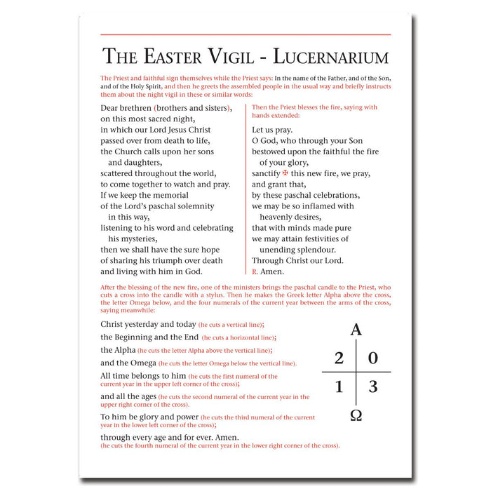 Easter Vigil Lucernarium Card Laminated, A4 Size by CTS Books