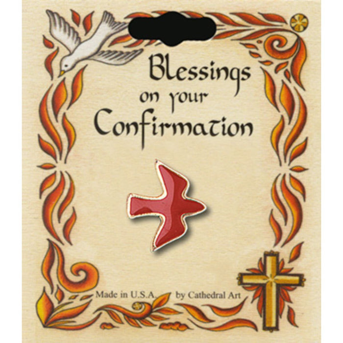 Confirmation Gifts, Red Enamelled Holy Spirit Dove, Confirmation Lapel Pin