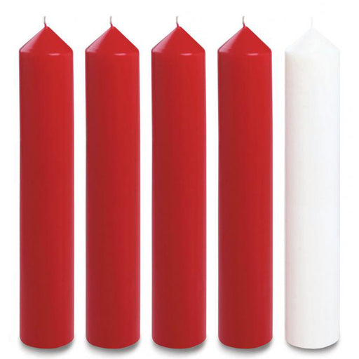 Advent Candles 12" x 2" Diameter Red and White