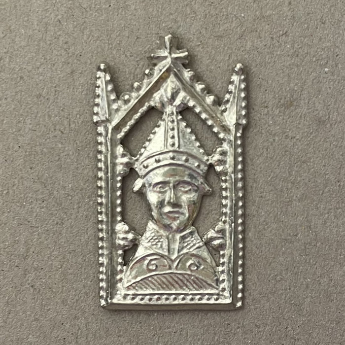 St Thomas Becket Bust in an Architectural Frame Pilgrim Badge, Boxed With Brief Historical Descripition